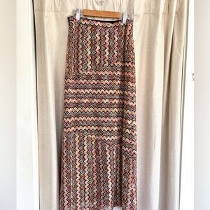 Trina Turk Malia Zigzag Flame Stitch Maxi Skirt Size 2